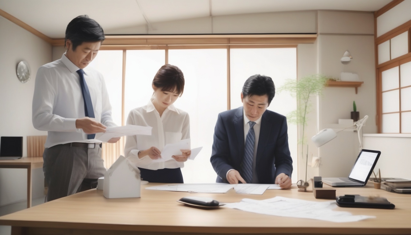 補助金書類を確認するリフォーム会社の打ち合わせ