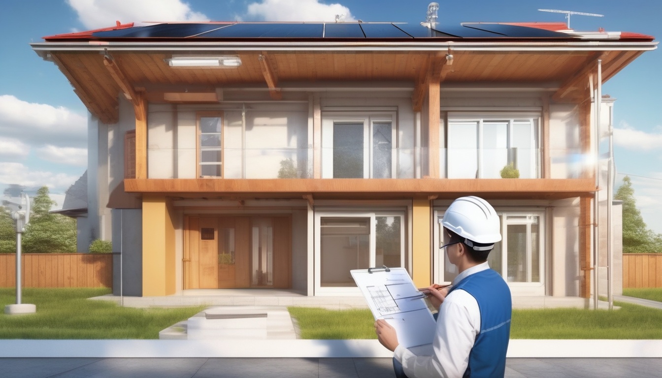 住宅の省エネ性能を検査する技術者